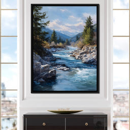 Alpine River Through Pines - NicheCanvas