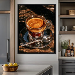 Morning Ritual Over Dark Veined Marble - NicheCanvas