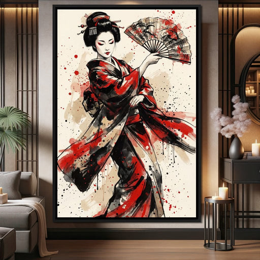 Japanese Woman with Fan Canvas Print