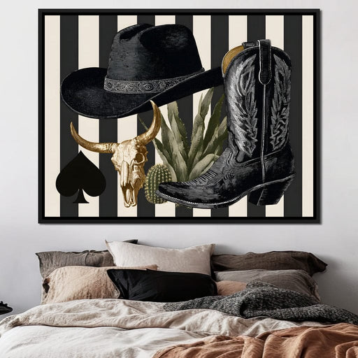 Cowboy Boot Hat Skull Cactus Canvas Print