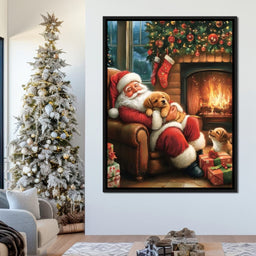 Cozy Christmas Eve With Puppies - NicheCanvas