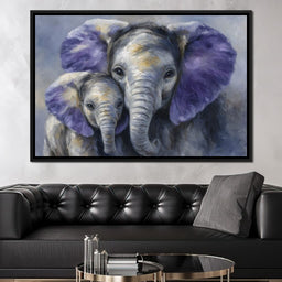 Tender Elephant Family Portrait - NicheCanvas