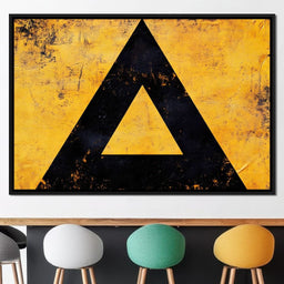 Yellow Grunge Triangle Signage - NicheCanvas