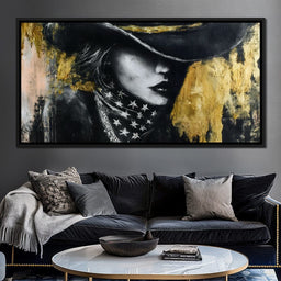 Golden Cowgirl Noir Star Silhouette - NicheCanvas