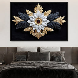 Baroque Marble Gold Ruby Emblem - NicheCanvas