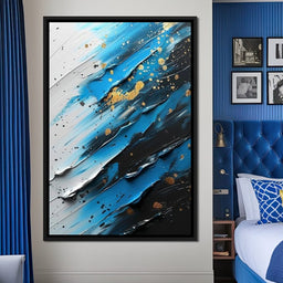 Sapphire Strokes Gold Specks 1 - NicheCanvas