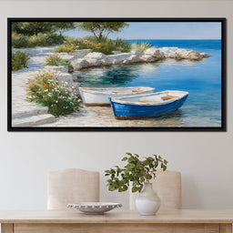 Tranquil Coastal Rowboats Escape - NicheCanvas