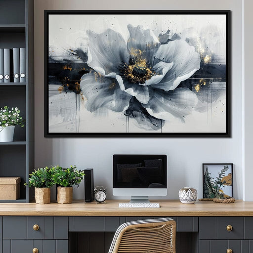 Golden Flecks on Monochrome Petals Canvas Print