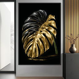 Gilded Leaf Of Dark Night - NicheCanvas