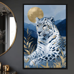 Golden Moon Snow Leopard Calm - NicheCanvas