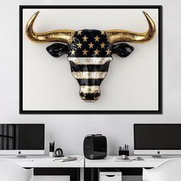 Majestic Gold Horned Bull - NicheCanvas