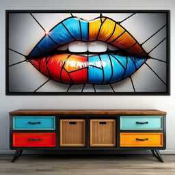 Chromatic Mosaic Lips Fantasy - NicheCanvas