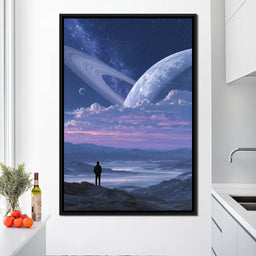 Stargazer Under Ringed World - NicheCanvas