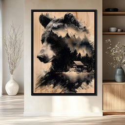 Bear Forest Cabin Reflections - NicheCanvas