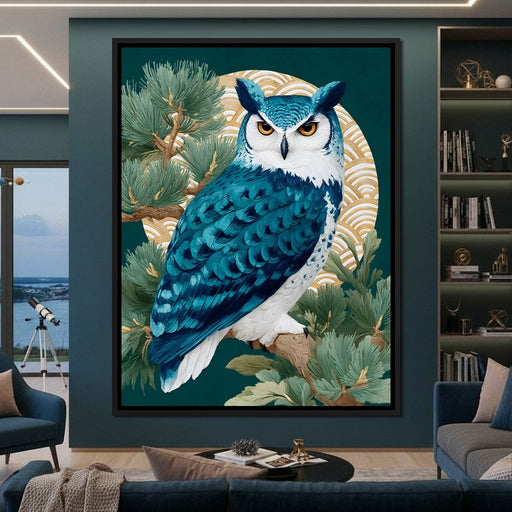 Sapphire Owl Moonlit Pines Canvas Print