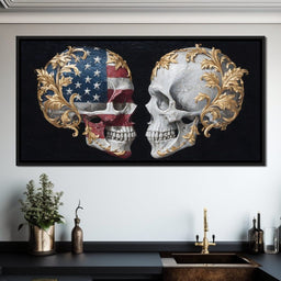 Gilded Patriotic Skull Confront - NicheCanvas