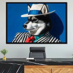 Husky in Chic Fedora Style - NicheCanvas