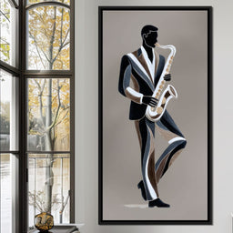 Midnight Jazz Sax Player Elegance - NicheCanvas