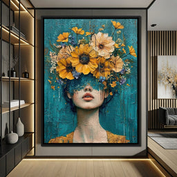 Golden Bloom Silhouette - NicheCanvas