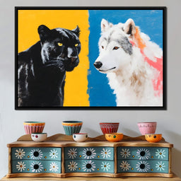 Panther And Wolf Color Clash - NicheCanvas