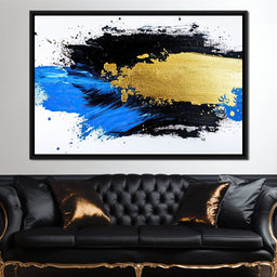 Golden Horizon Brushstroke Fusion - NicheCanvas