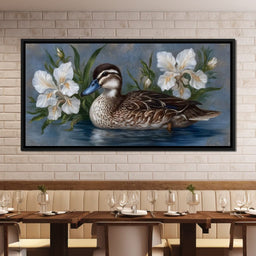 Duck Tranquility Among Petals - NicheCanvas