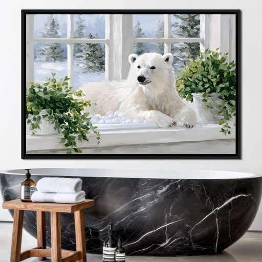 Polar Bear Winter Window Nook Canvas Print