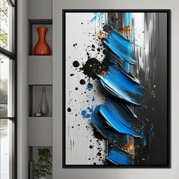 Sapphire Strokes Gold Specks  - NicheCanvas