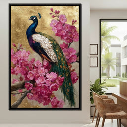Golden Peacock Cherry Blossom - NicheCanvas