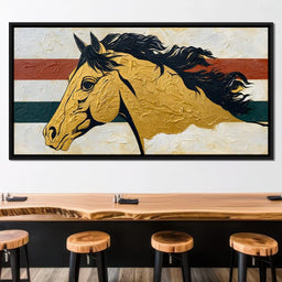 Golden Stallion Portrait - NicheCanvas