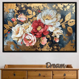 Golden Royal Flowers - Wildrose Creations - NicheCanvas