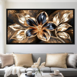 Gilded Petals Upon Liquid Shadows - NicheCanvas