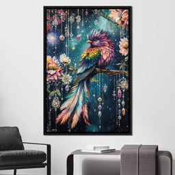 Enchanted Jewel Toned Bird Fantasy - NicheCanvas