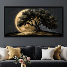 Gilded Roots Beneath A Radiant Moon - NicheCanvas