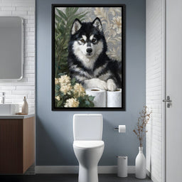 Malamute Bathroom Guardian - NicheCanvas