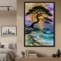 Ancient Pine Before The Gilded Moon - NicheCanvas