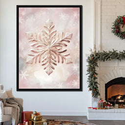 Rose Glimmer Snowflake Elegance - NicheCanvas