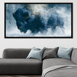 Roaming Buffalo In Cold Winter Plains - NicheCanvas