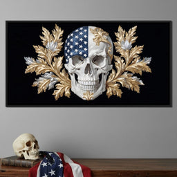 American Flag Skull Baroque Gold - NicheCanvas