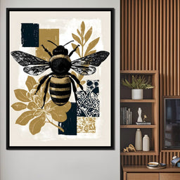 Botanical Bumblebee Collage - NicheCanvas