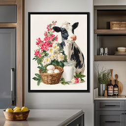 Farmhouse Cow Milk And Blooms - NicheCanvas