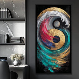 Golden Yin Yang Ocean Surge - NicheCanvas