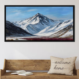 Snowy Alpine Peak Over Heather - NicheCanvas