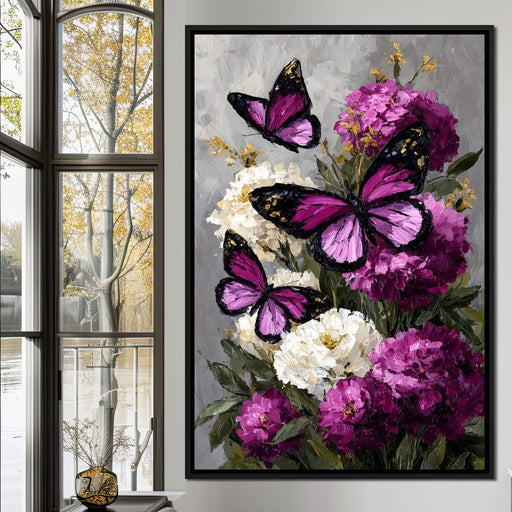 Amethyst Butterflies Bouquet Canvas Print
