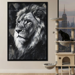 Monochrome Lion King Portrait - NicheCanvas