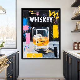 Neon Whiskey On The Rocks - NicheCanvas