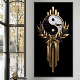 Golden Yin Yang Marble Elegance - NicheCanvas