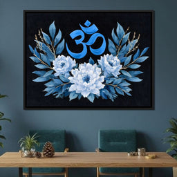 Om Blue Lotus Floral Mandala - NicheCanvas