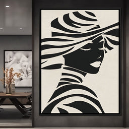 Monochrome Elegance Lady Silhouette - NicheCanvas