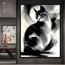 Inkbrush Noir Feline Reverie - NicheCanvas